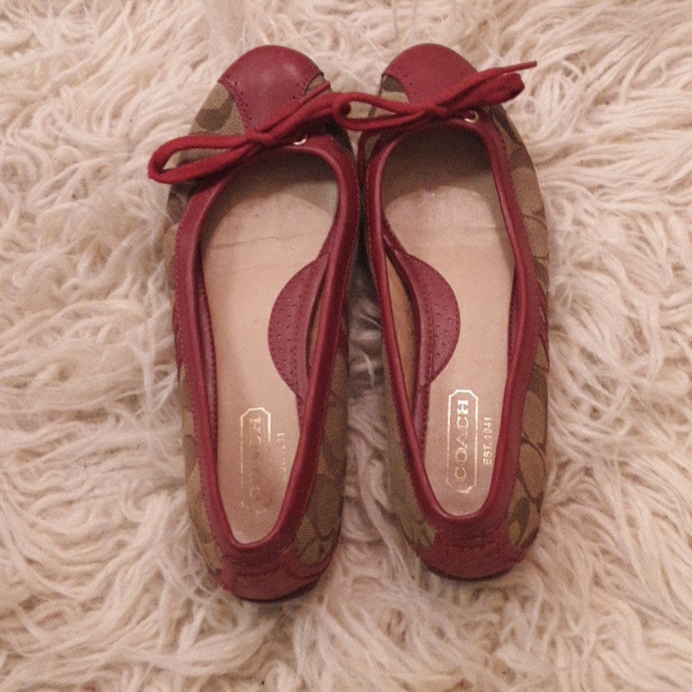 Red/Tan Coach Flats Shoes